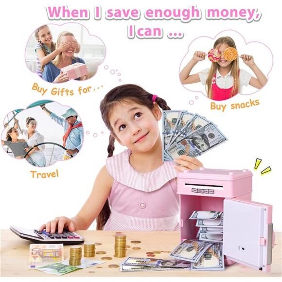 ATM Piggy Bank for Real Money - Best Gifts for Girls/Boys/Kids - Picture 2 of 6